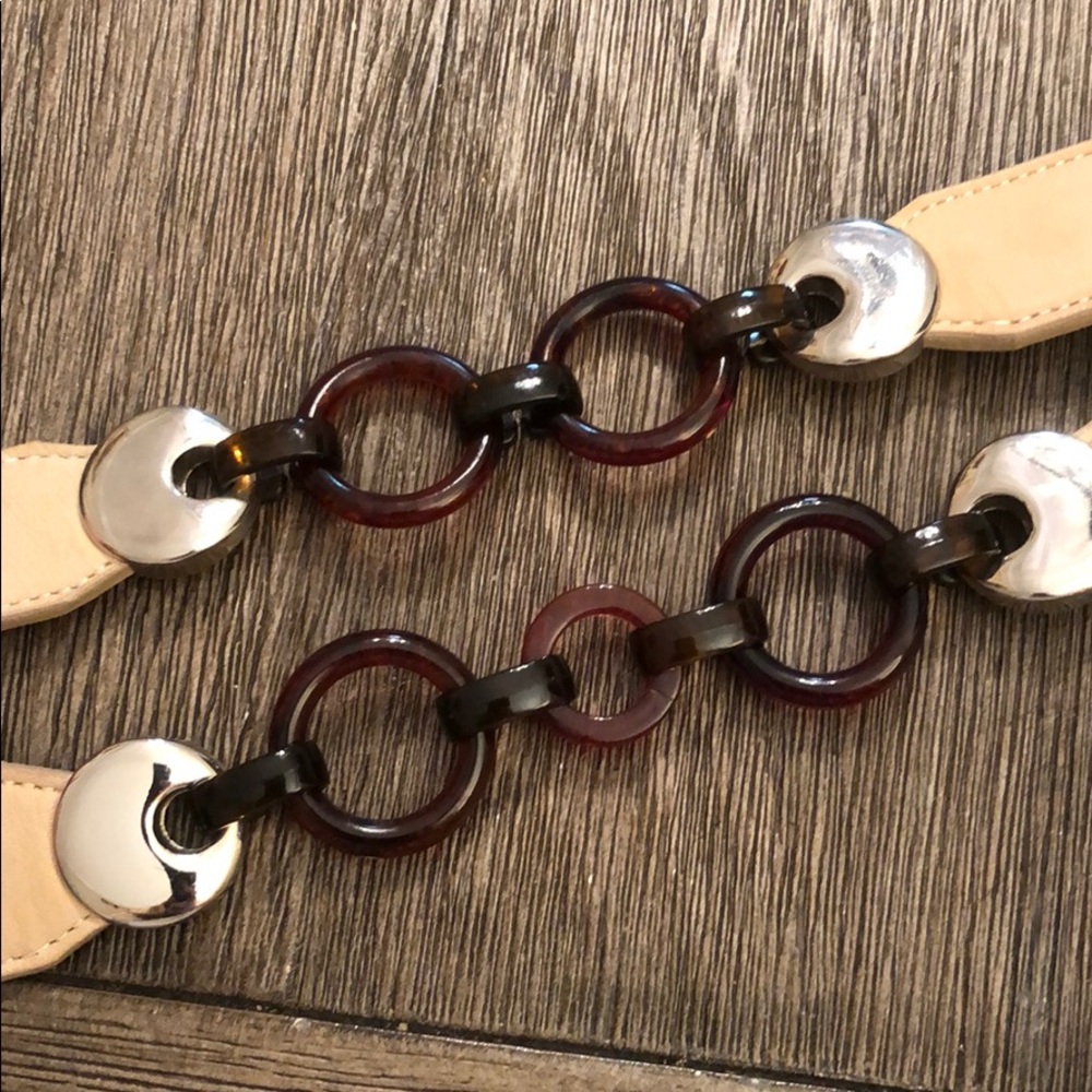 LEATHEROCK Tan Leather & Tortoise Shell Link Belt - Picture 6 of 12